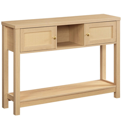 HOOBRO 47-inch Rattan Style Entryway  Console Table with Storage