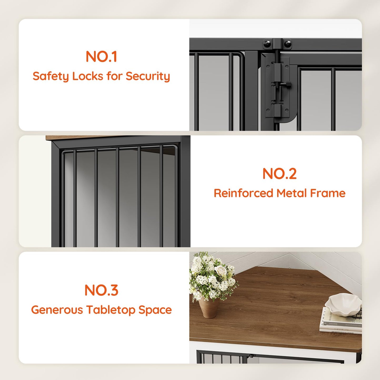 HOOBRO Farmhouse Corner Dog Crate Furniture Kennel End Table