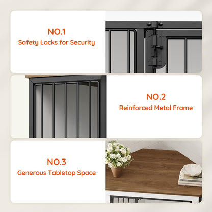 HOOBRO Farmhouse Corner Dog Crate Furniture Kennel End Table