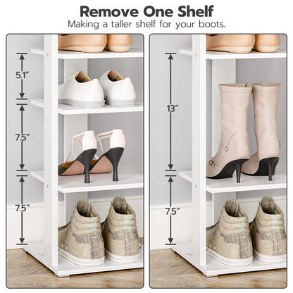 HOOBRO Wooden 8-Tiers Vertical Shoe Rack