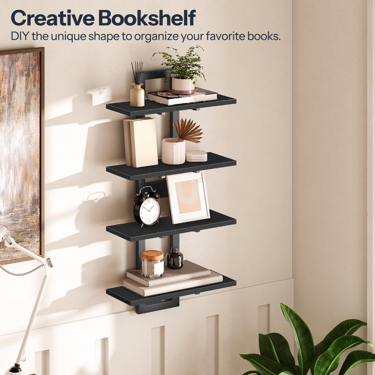 HOOBRO Black 15-inch Double-Layer Wall-Mounted Shelf /2PICS