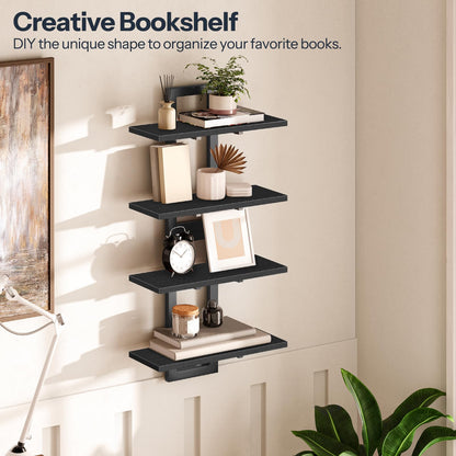 HOOBRO Black 15-inch Double-Layer Wall-Mounted Shelf /2PICS