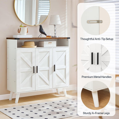 HOOBRO Entryway Wooden Shoe Storage Cabinet with 3 Doors for Entryway