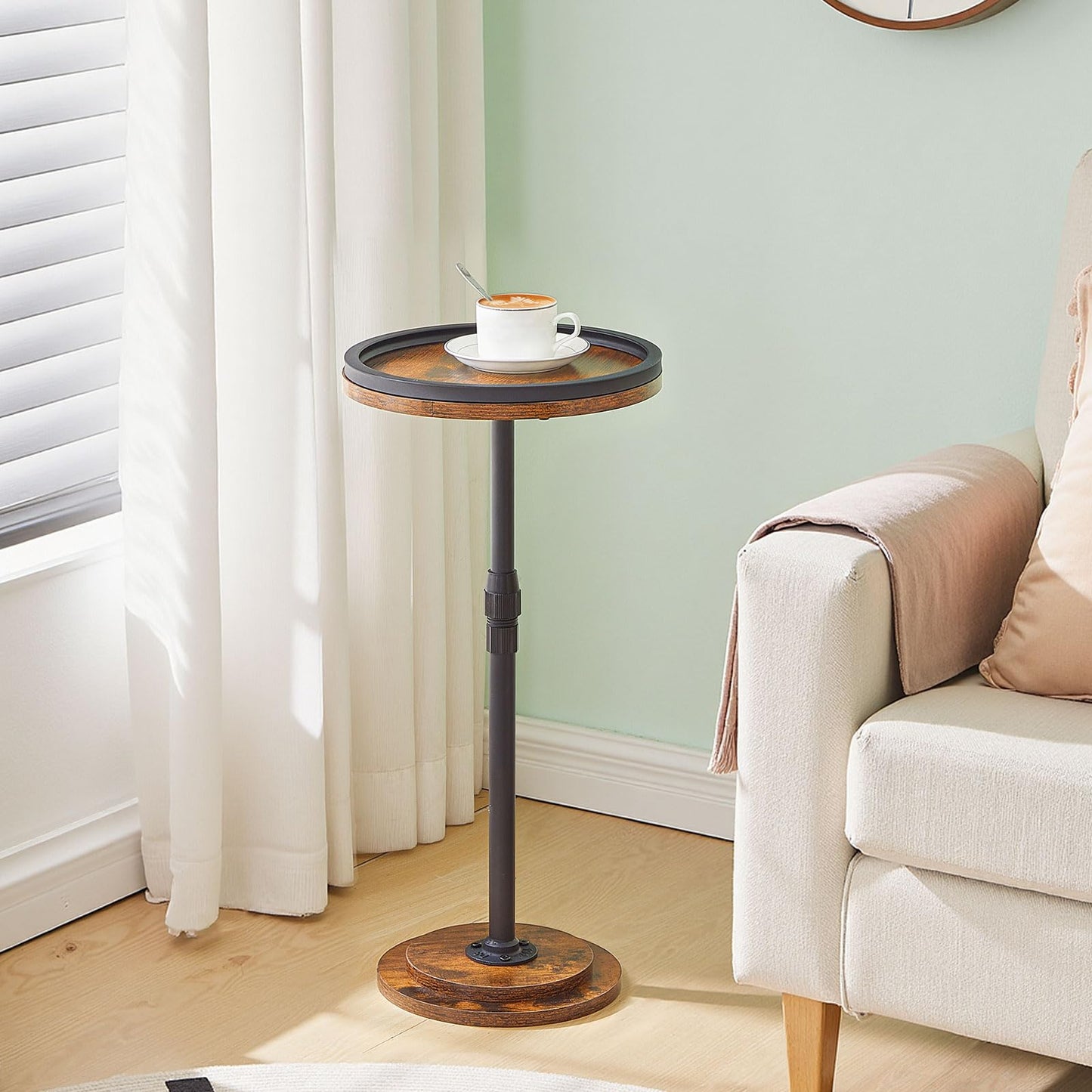 HOOBRO Height Adjustable Small Round Coffee Martini Side Table