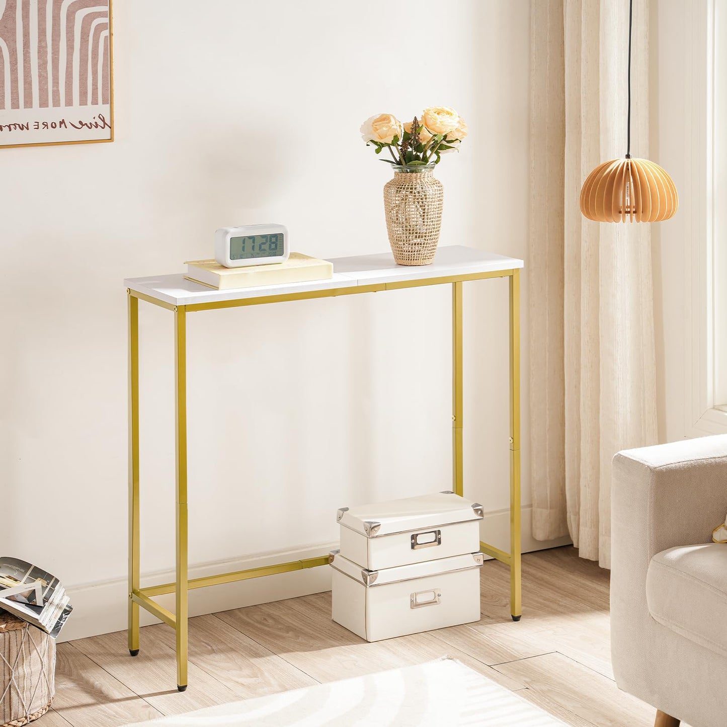 HOOBRO 29.5-inch Gold Small Entryway Table