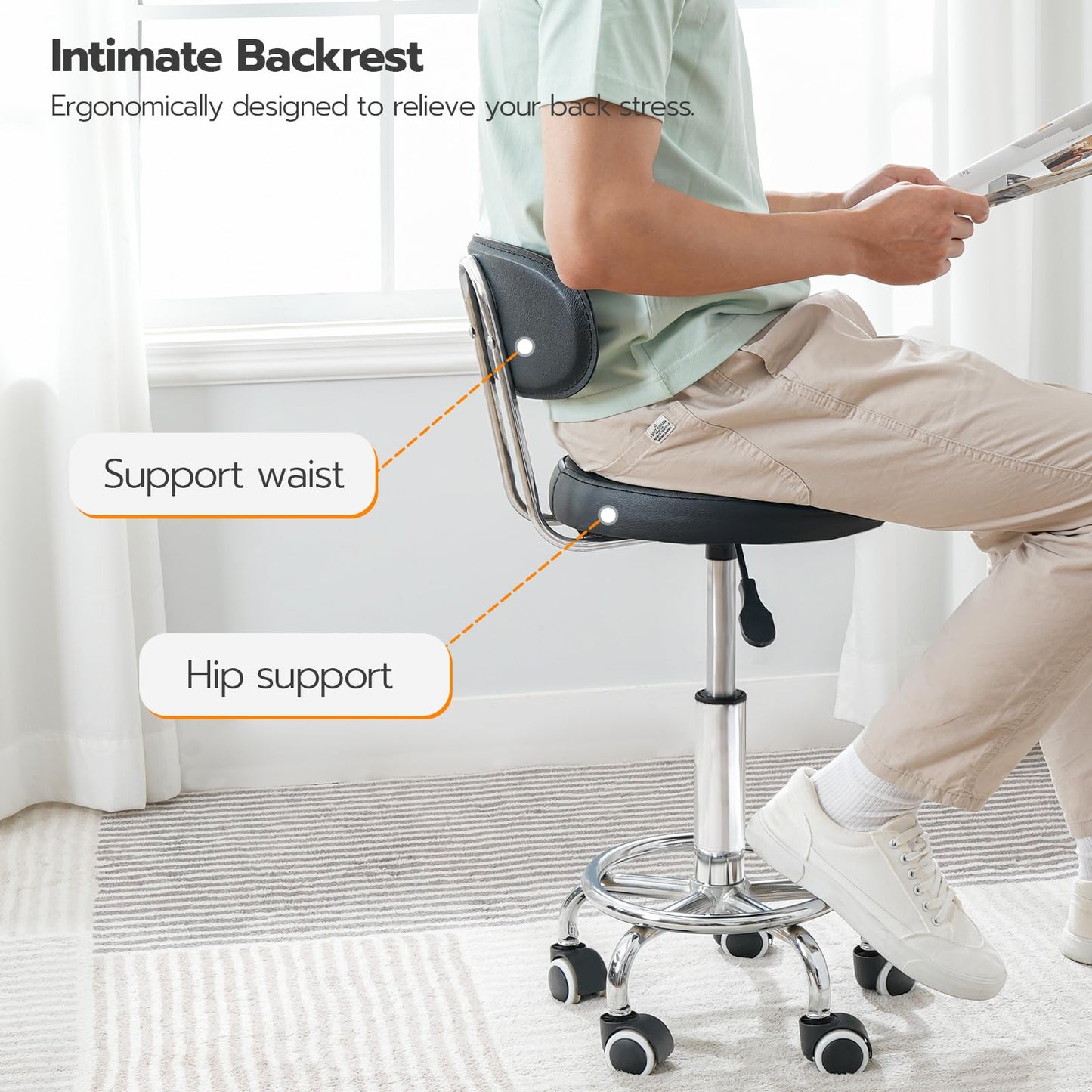 HOOBRO Height-Adjustable 360° Swivel Caster Multifunctional Office Chair