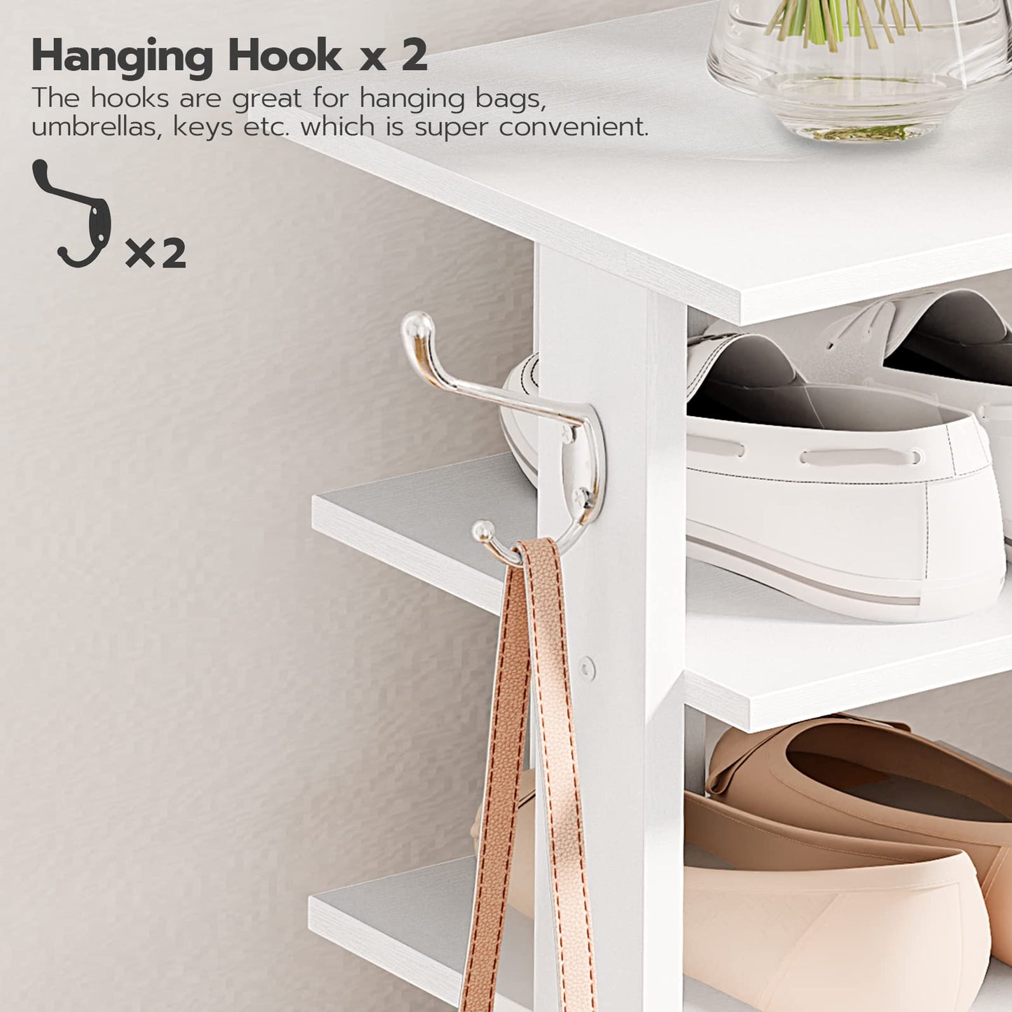 HOOBRO Wooden 8-Tiers Vertical Shoe Rack