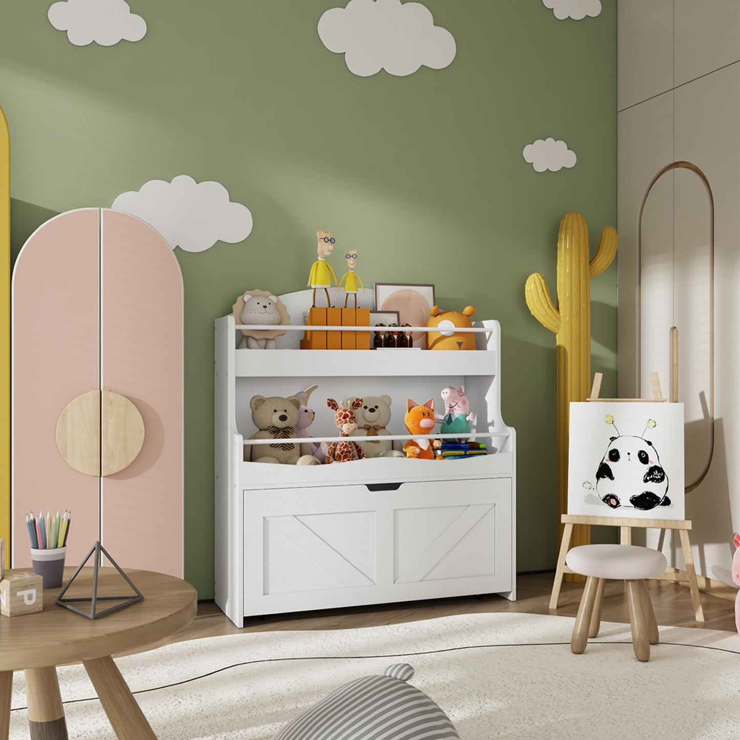 HOOBRO White Children's Toy Storage Rack with Movable Drawers