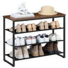 HOOBRO 4-Tier Industrial-style Shoe Rack with 3 Oxford Fabric Shelves & Top Panel