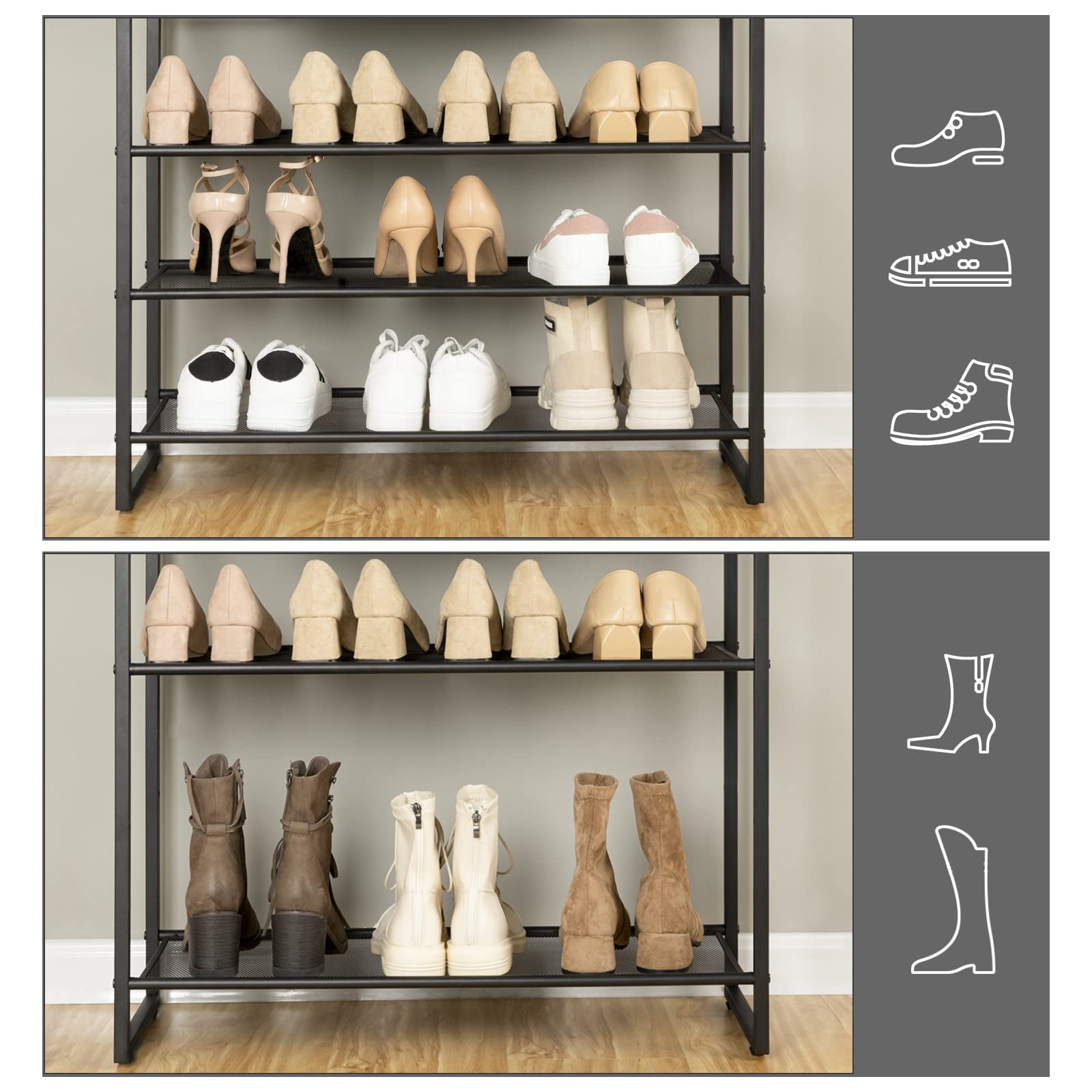 HOOBRO 29.5 inch L 10-Tier Shoe Rack Holds 36-40 Pairs of Shoes