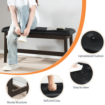 HOOBRO PU Leather Upholstered Bamboo Dining Bench