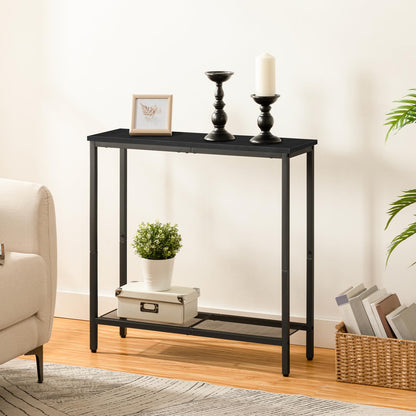 HOOBRO 29.5" Narrow Console Table, Small Entryway Table, 2 Tier Sofa Table