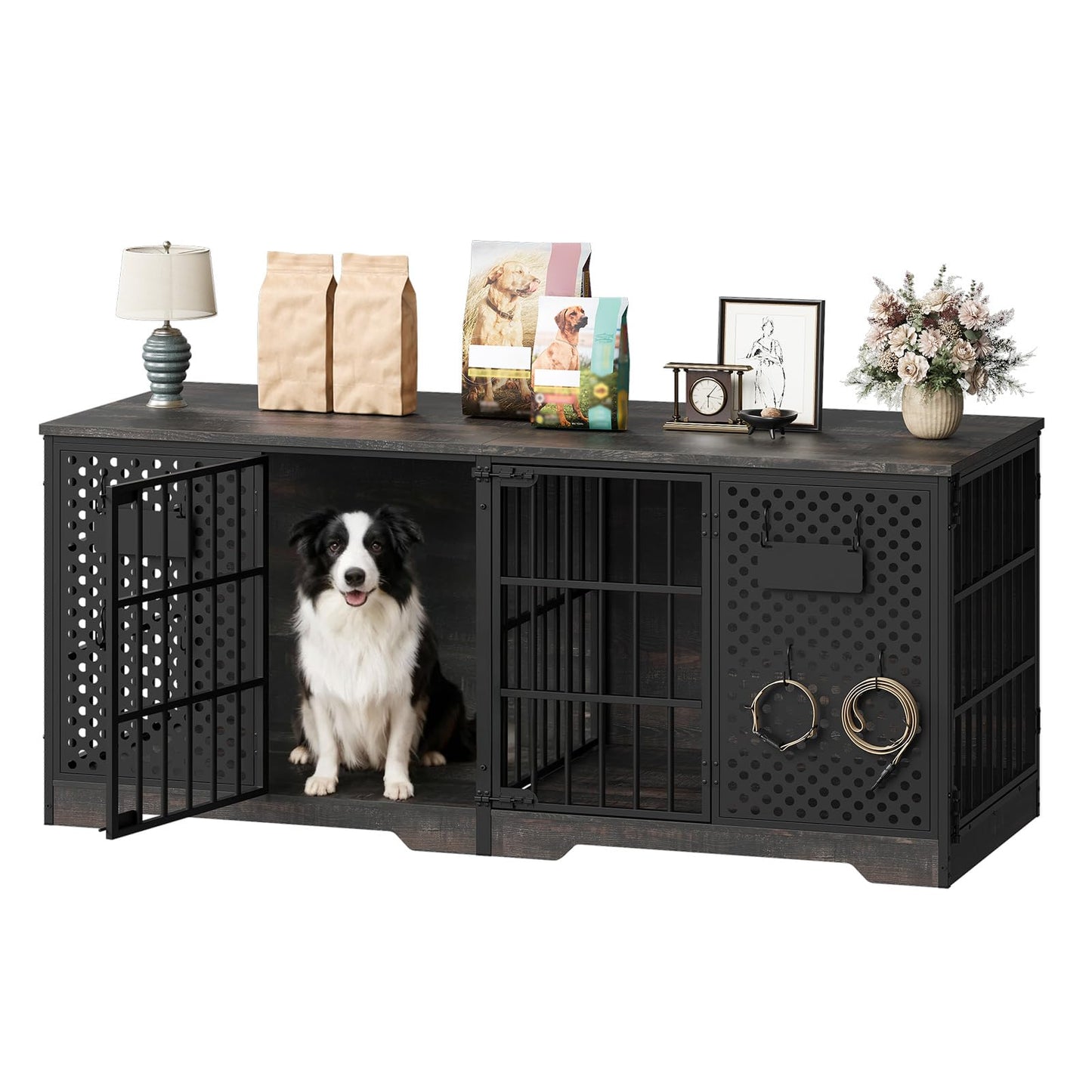 HOOBRO 71 Inch Dog Kennel Furniture Indoor as TV Stand
