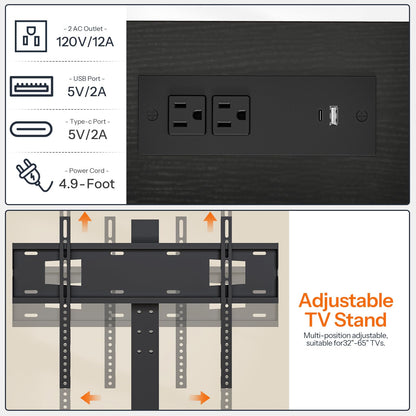 HOOBRO Swivel TV Stand with Mount & Power Outlet for 65" TVs