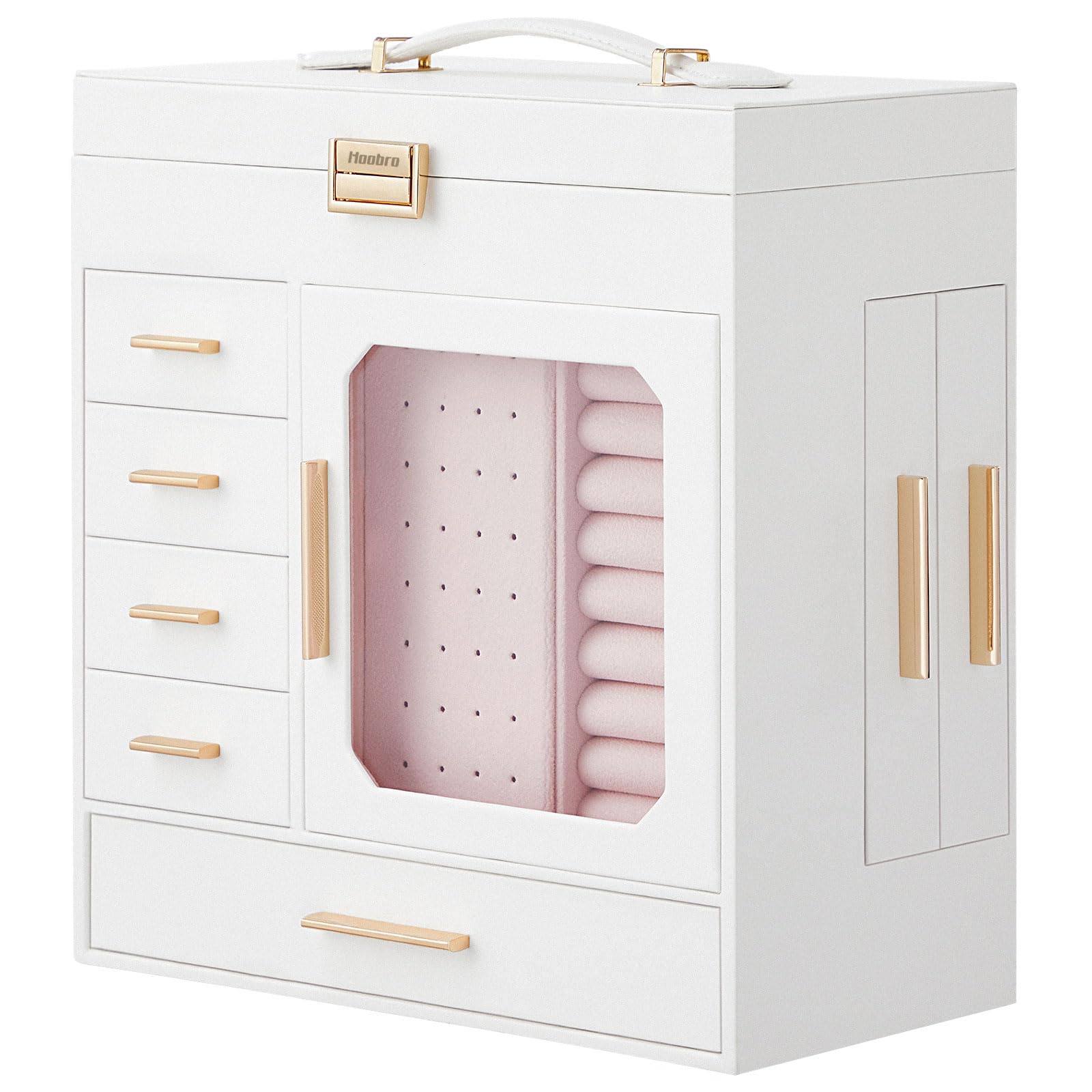 HOOBRO Vertical Design Jewelry Storage Box with Mirror