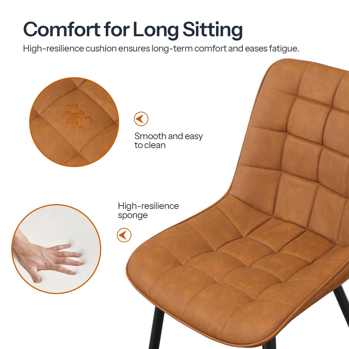 HOOBRO Modern Faux Leather Upholstered Dining Chair /2PICS