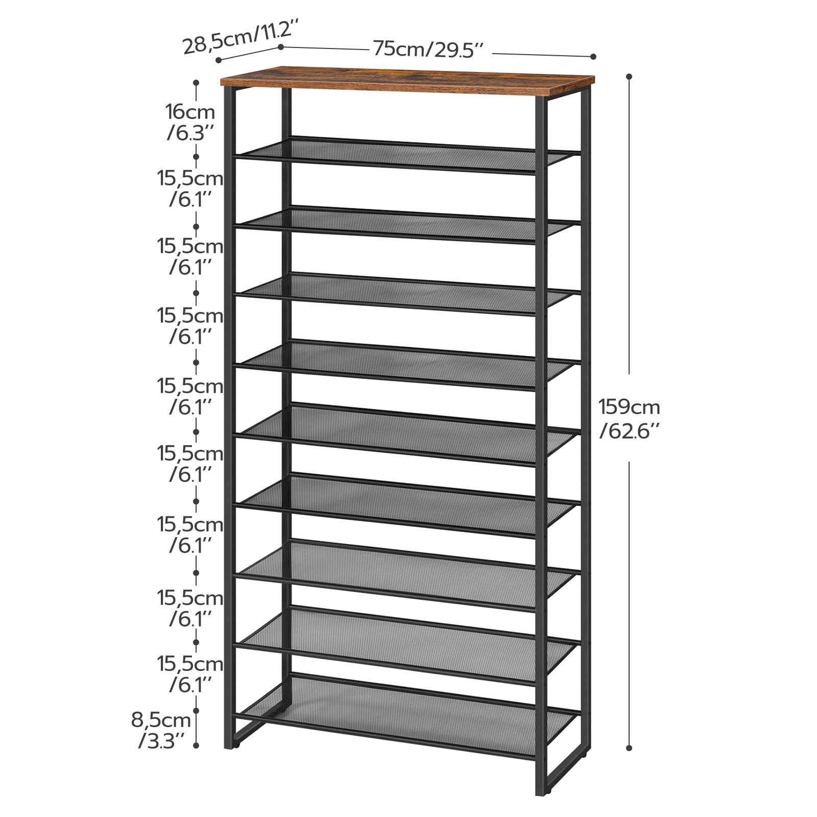 HOOBRO 29.5 inch L 10-Tier Shoe Rack Holds 36-40 Pairs of Shoes