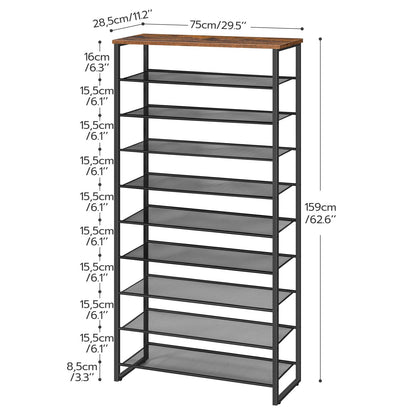 HOOBRO 29.5 inch L 10-Tier Shoe Rack Holds 36-40 Pairs of Shoes