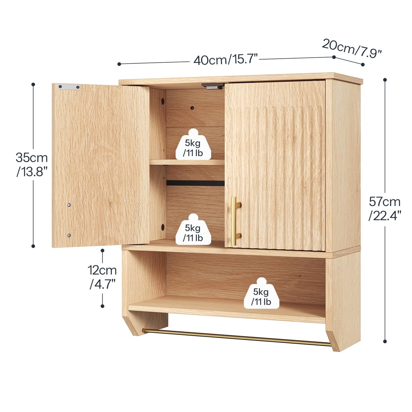 HOOBRO Farmhouse Fluted Bathroom Wall Cabinet & Medicine Cabinet