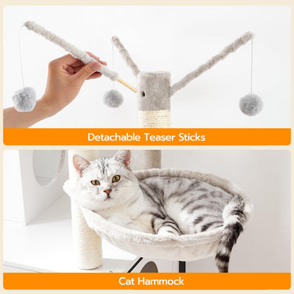 HOOBRO Wooden Cat Tree with Litter Box Enclosure