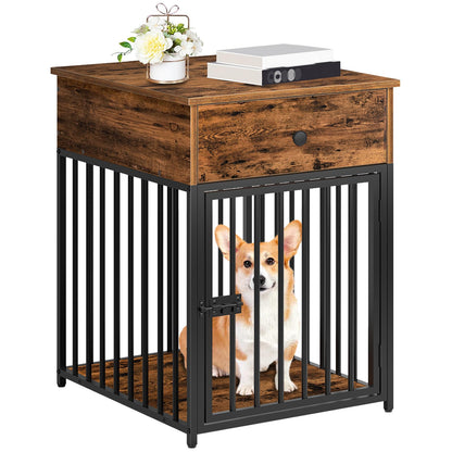 HOOBRO Wooden Dog Crate & Dog Kennel with Drawer