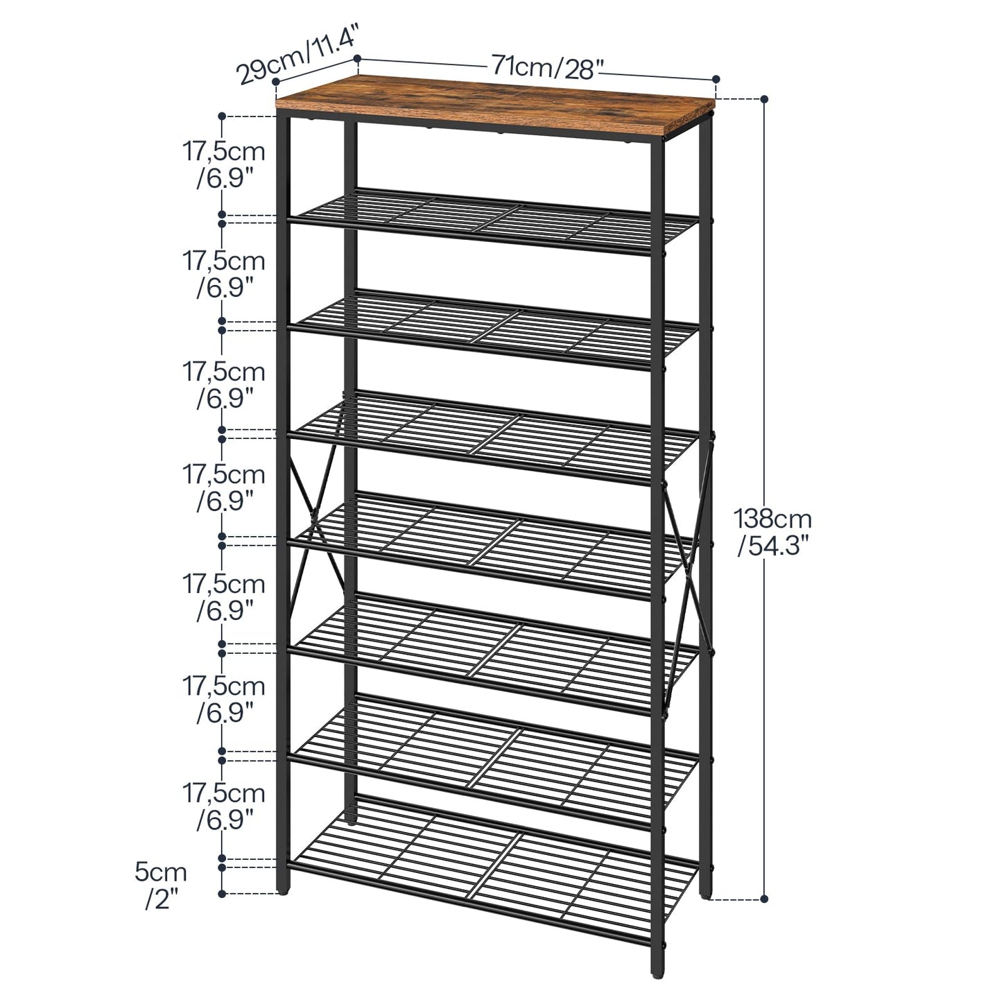 HOOBRO 8-Tier Metal Shoe Rack for Front Door Entrance