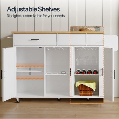 HOOBRO Rolling Kitchen Island with Power Outlet & Drawers