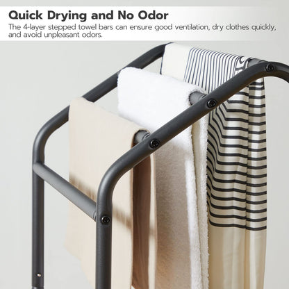 HOOBRO Retro Brown Four-Tier Freestanding Towel Rack