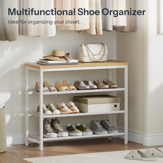 HOOBRO 4-Tier Small  Shoe Rack & Shoe Storage Organizer with PU Shelves