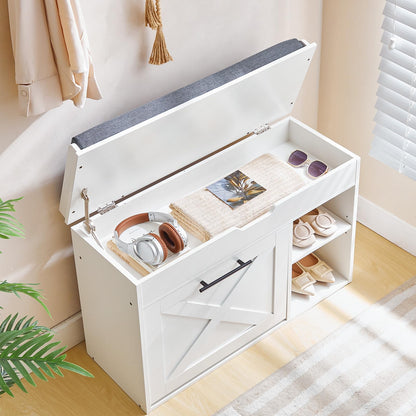 HOOBRO 31.5-inch L Shoe Storage Bench with Flip Drawer