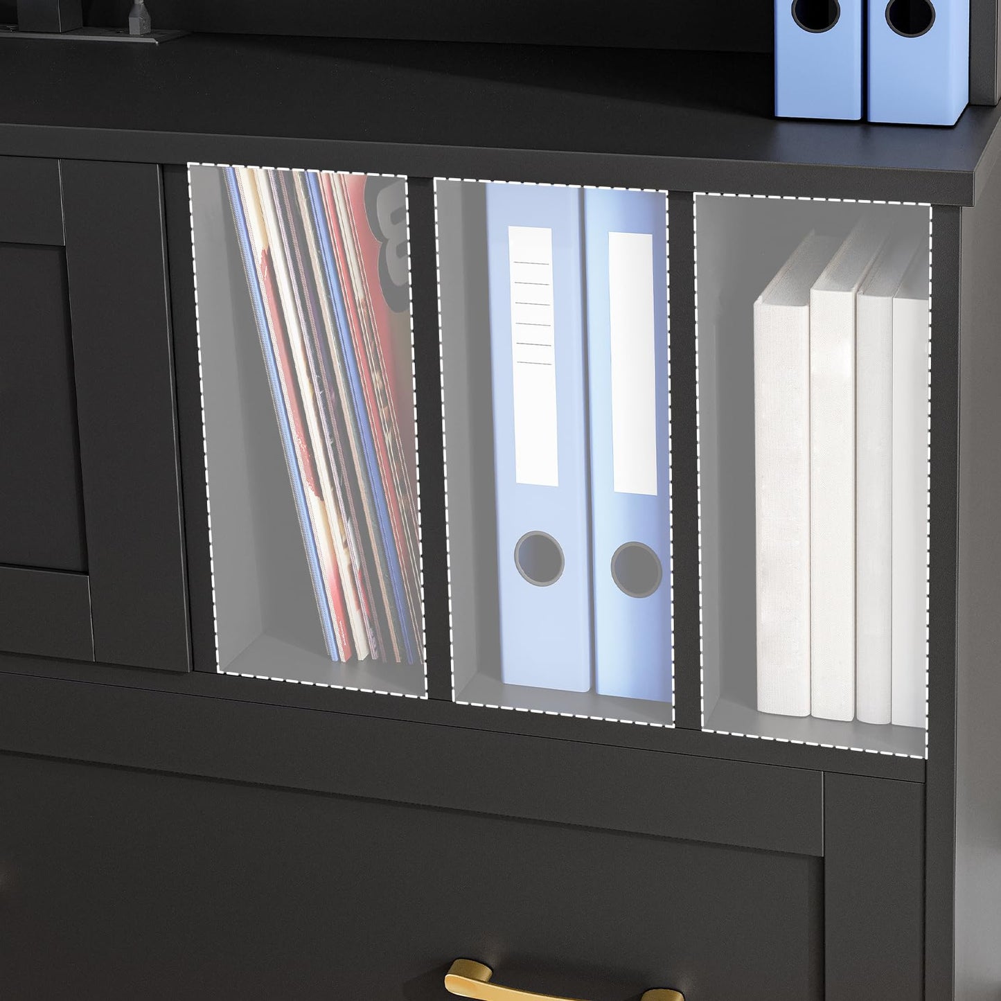 HOOBRO 2 Drawer File Cabinet with Charging Station & LED Lights