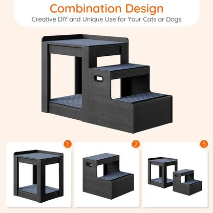 HOOBRO Pet Bunk Bed with Removable Ladder & Storage Compartments & 4 Non-Slip Mats