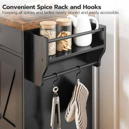 HOOBRO 43.3-inch Rolling Kitchen Island with Power Outlet