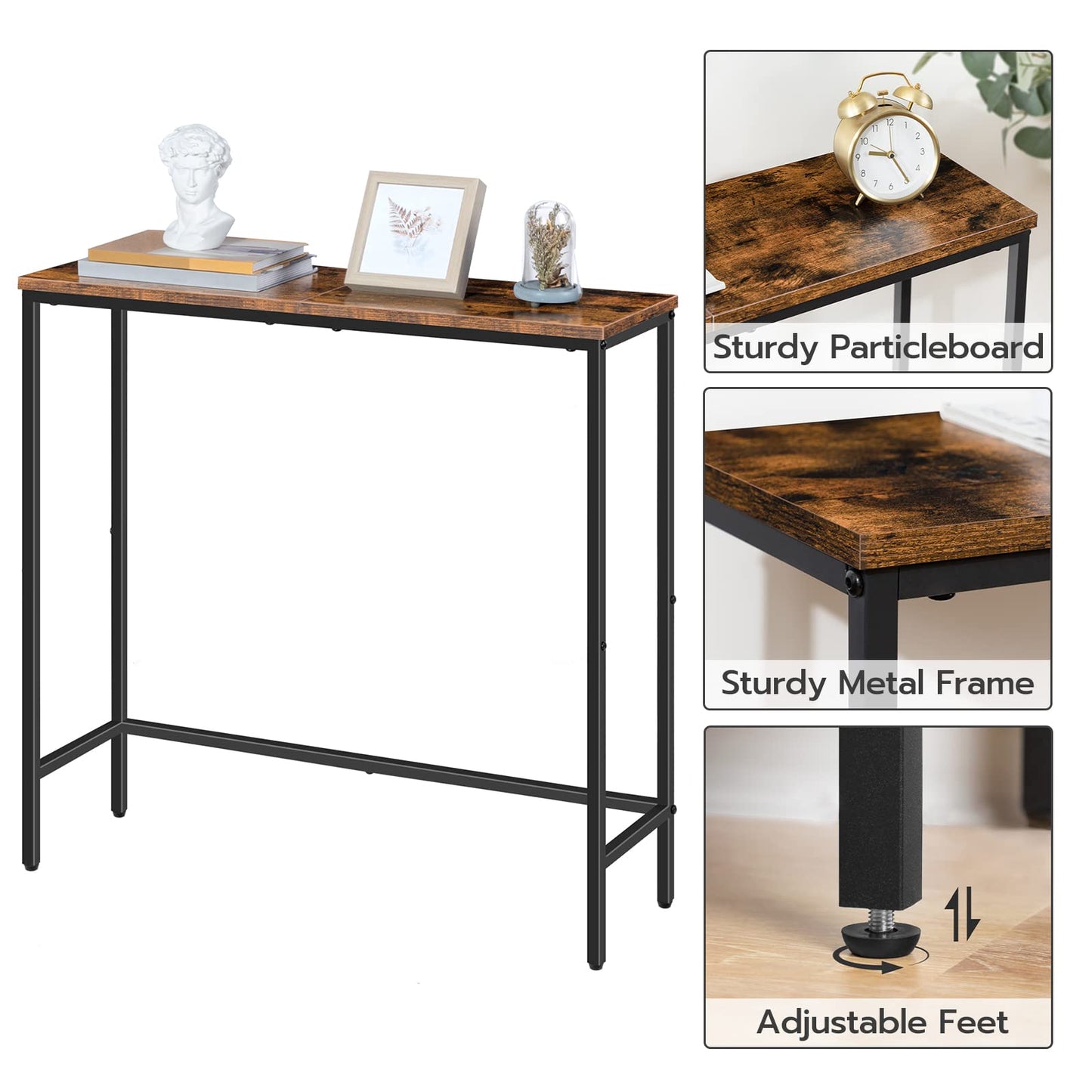HOOBRO Retro Brown Narrow Entryway Table