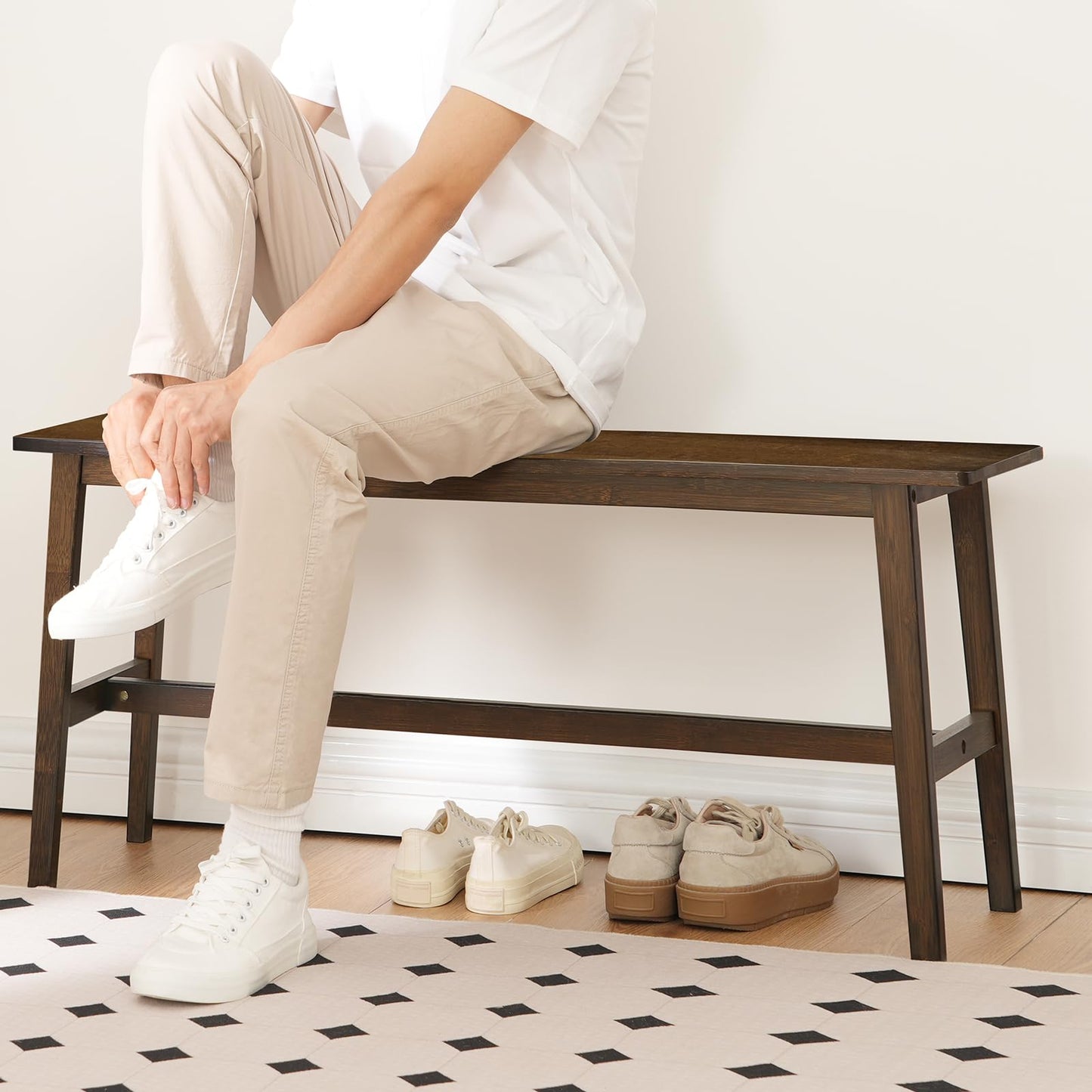 HOOBRO Mocha Color 39.3-inch Farmhouse Style Bamboo Dining Chair