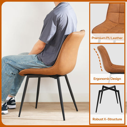 HOOBRO Modern Faux Leather Upholstered Dining Chair /2PICS