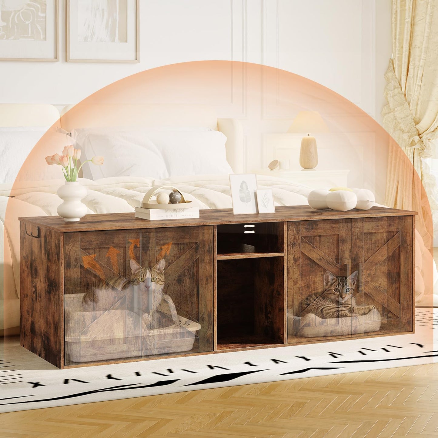 HOOBRO Hidden Double Litter Box Enclosure