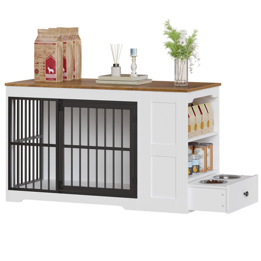 HOOBRO 47.2 inch Wooden Dog Crate Furniture with Storage Shelf