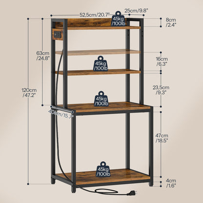 HOOBRO 4-Tier Storage Shelf Printer Stand with Charging Station