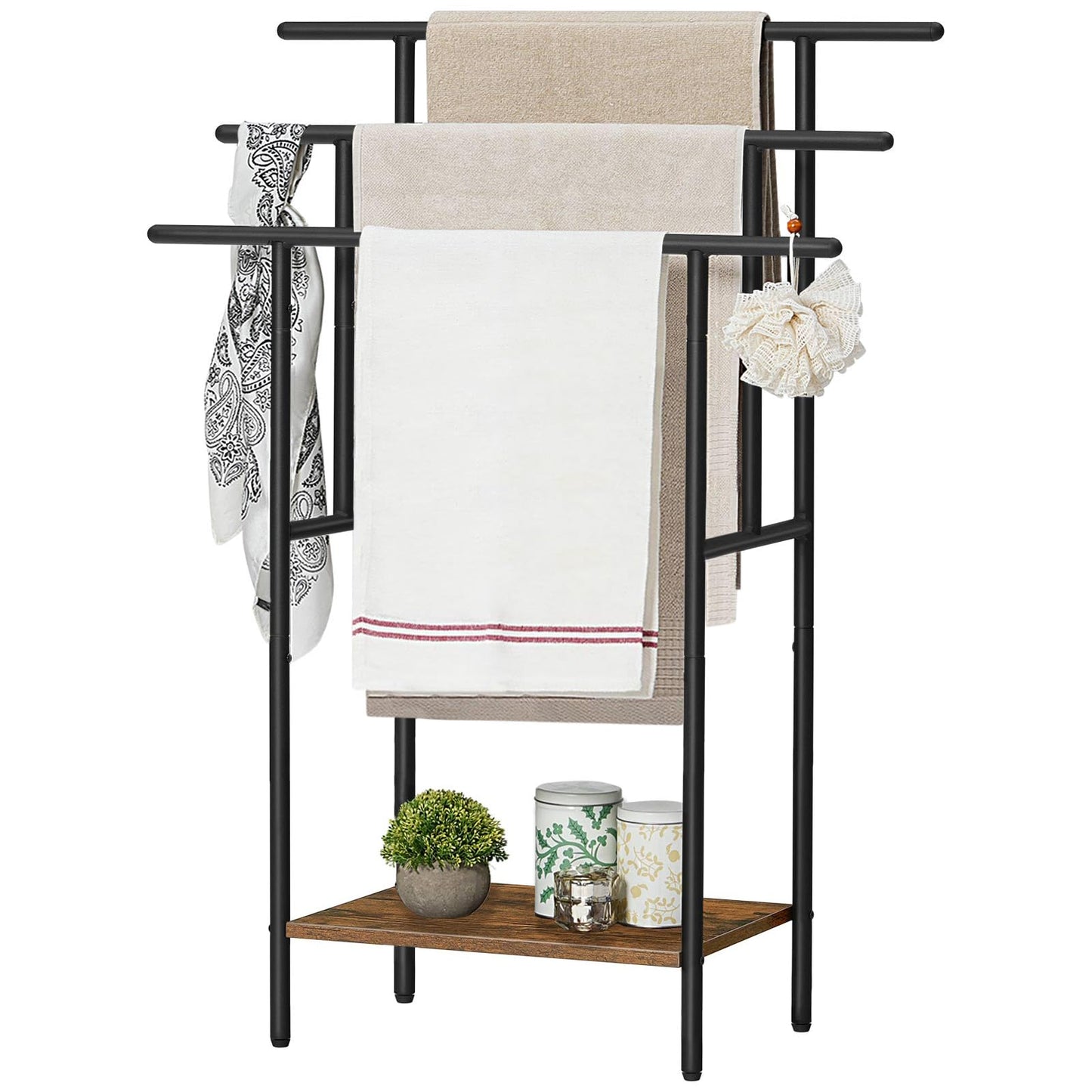 HOOBRO 39.4 inch Tall 3-Tier Freestanding Towel Rack with Shelf