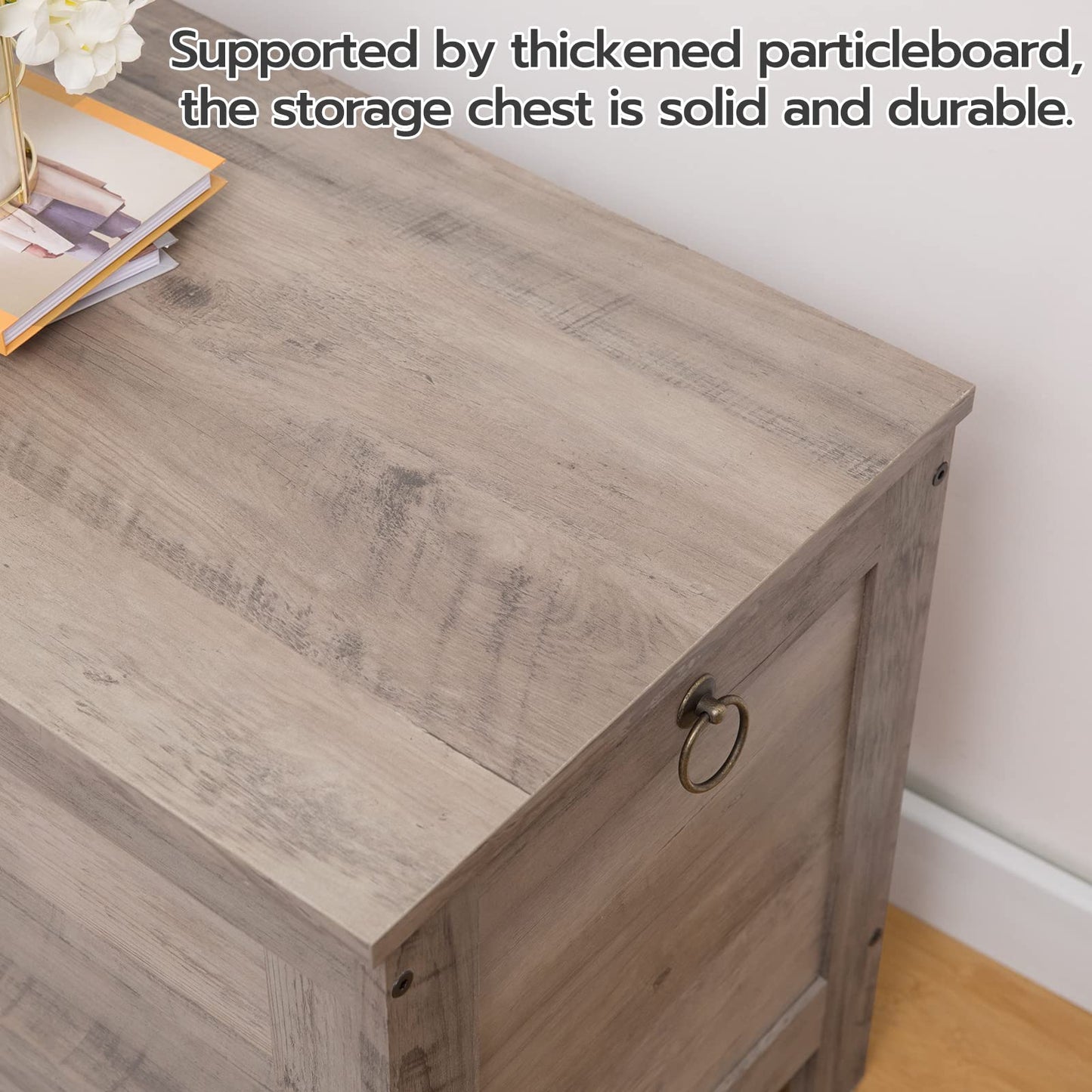 HOOBRO Greige Retro Wood Grain Locker with Safety Hinges