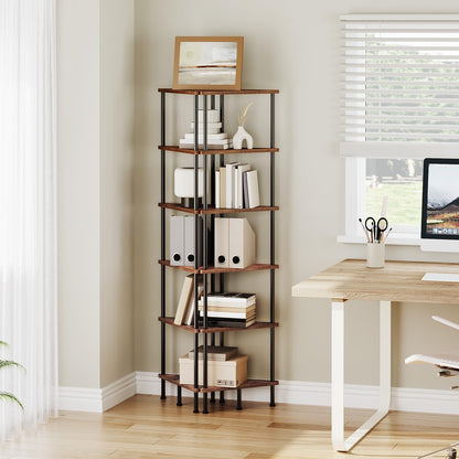 HOOBRO Industrial Style Six-Tier Square Corner Shelf