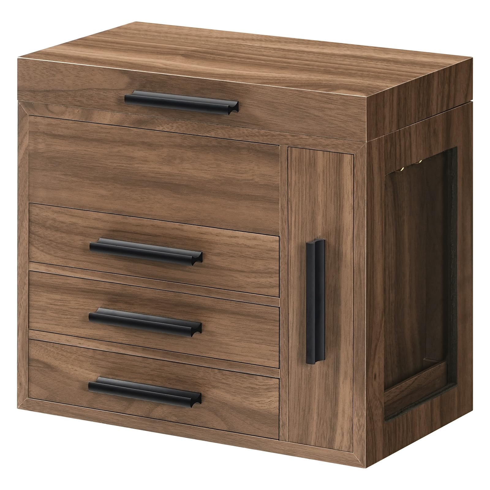 HOOBRO Wooden Jewelry Storage Box with Mirror