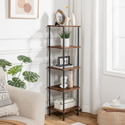 HOOBRO Retro Brown Five-Tier Square Corner Shelf