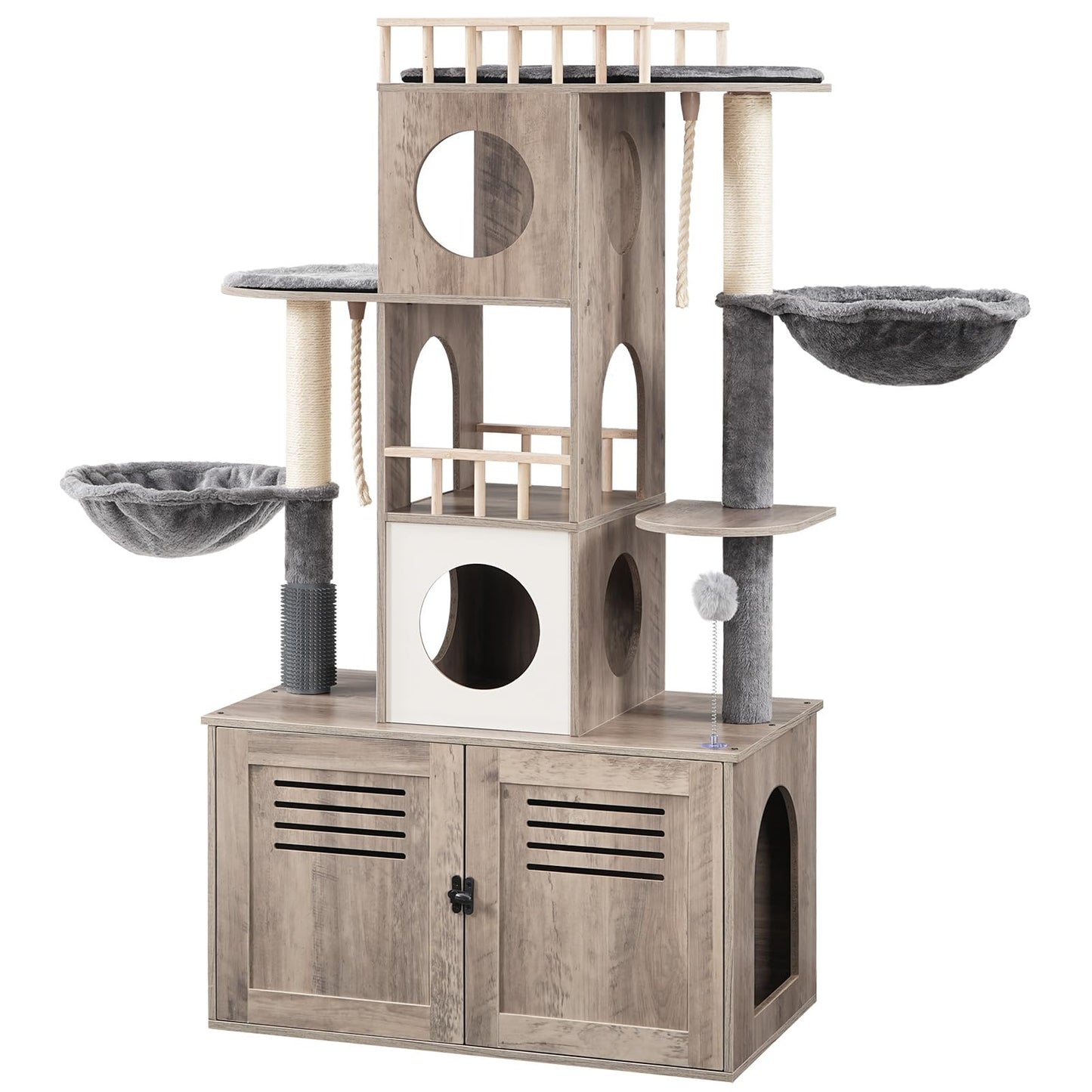 HOOBRO Cat Tree with Litter Box Enclosure