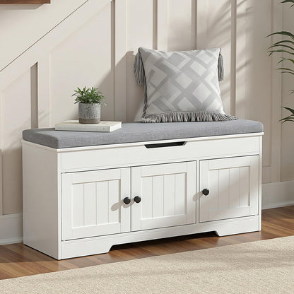 HOOBRO 39.4-inch Long 3-Tier Wooden Shoe Storage Entryway Bench