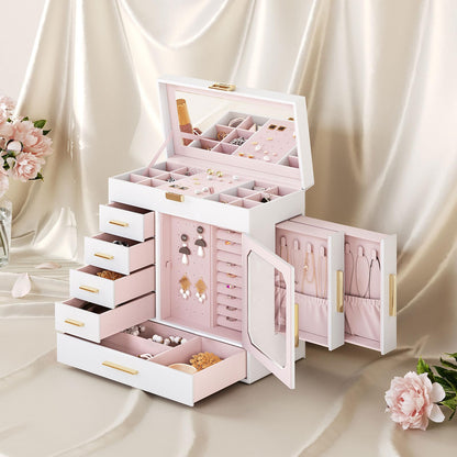 HOOBRO Vertical Design Jewelry Storage Box with Mirror
