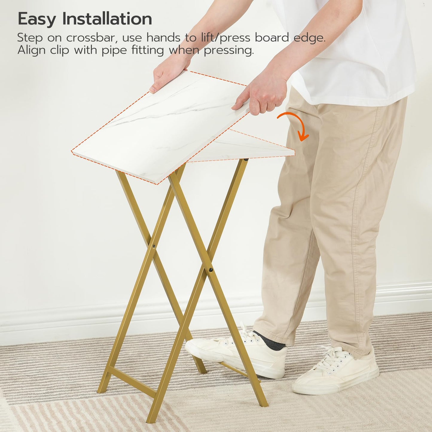 HOOBRO Folding TV Tray Table with Storage Rack / 4PICS