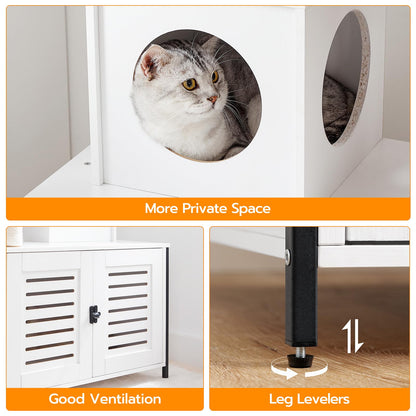 HOOBRO Wooden Cat Tree with Litter Box Enclosure