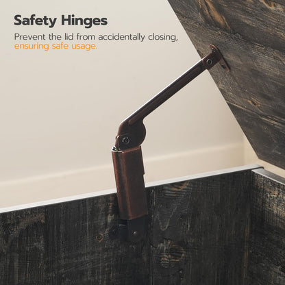 HOOBRO 39.3-inch Wooden Toy Box Storage Box with Drawers & Safety Hinges & U-Shaped Opening